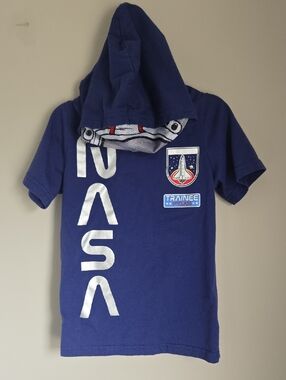 Sz 5 NASA Boys Short Sleeved Hooded Astronaut Trainee 1st Class Tee Shirt Top